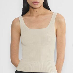 Aritzia BABATON Sculpt Knit Squareneck Tank in Matte Pearl-NWT Size Small